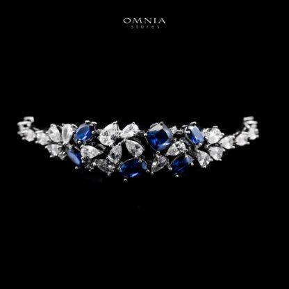 Omnia Reman Blue Bridal Full Set in High Quality Zircon Stone in Rhodium Plated - Image 3