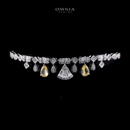 Omnia Marwa Yellow Bridal Full Set in High Quality Zircon Stone Rhodium Plated - Image 2