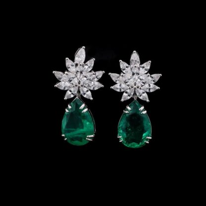 Omnia Cidra Green Earrings in 92.5 Silver High Quality Simulated Diamonds - Image 4