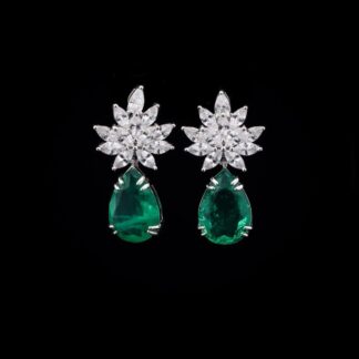 Omnia Cidra Green Earrings in 92.5 Silver High Quality Simulated Diamonds
