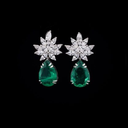 Omnia Cidra Green Earrings in 92.5 Silver High Quality Simulated Diamonds