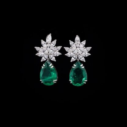 Omnia Cidra Green Earrings in 92.5 Silver High Quality Simulated Diamonds - Image 3