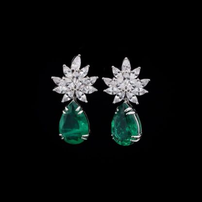 Omnia Cidra Green Earrings in 92.5 Silver High Quality Simulated Diamonds - Image 2