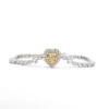 Omnia Almas Yellow Heart Radiance Tennis Bracelet in 92.5 Silver with High Quality Simulated Diamonds - Image 2