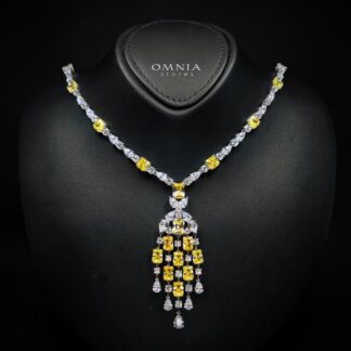 Omnia Israa Yellow Necklace In 92.5 Silver High Quality Simulated diamonds
