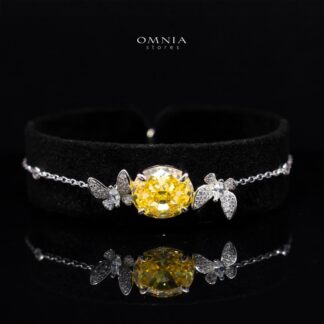 Omnia Maysun Yellow Bracelet In 925 Silver High Quality Simulated Diamonds