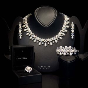 Omnia Shulai Bridal Full Set Accessories in High Quality Zircon Stone in Rhodium Plated