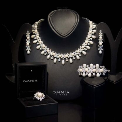 Omnia Shulai Bridal Full Set Accessories in High Quality Zircon Stone in Rhodium Plated
