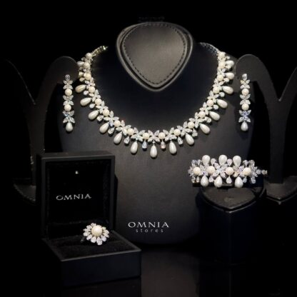 Omnia Shulai Bridal Full Set Accessories in High Quality Zircon Stone in Rhodium Plated