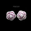 Omnia Ghaida Rose Cluster Stud Earrings in 92.5 Silver with High Quality Simulated Diamonds