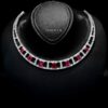 Omnia Alessandra Red Necklace in 925 Silver with Emerald-Cut High-Quality Simulated Diamonds - Image 3