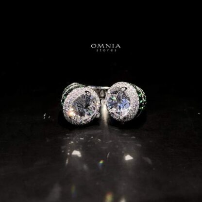 Omnia Ellen Spiral Ring in 92.5 Silver with Emerald Green and White High Quality Simulated Diamonds - Image 4