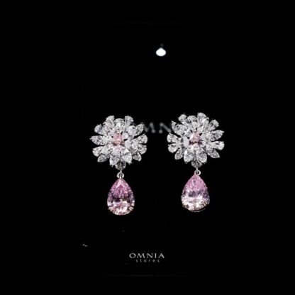 Omnia Nakaret Pink Earring In 92.5 Silver High Quality Simulated Diamonds - Image 2