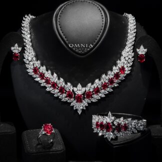 Omnia Buthaina Red Bridal Full Set High Quality Simulated Diamonds