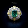 Omnia Maliya Green Ring in 92.5 Silver High Quality Simulated Diamonds