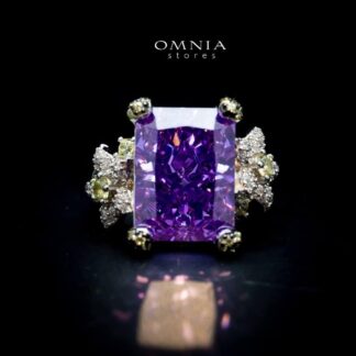 Omnia Riham Ring in 92.5 Silver High Quality Simulated Diamonds
