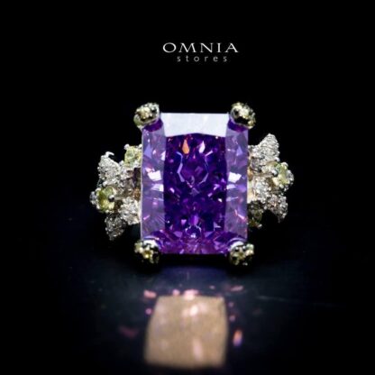 Omnia Riham Ring in 92.5 Silver High Quality Simulated Diamonds
