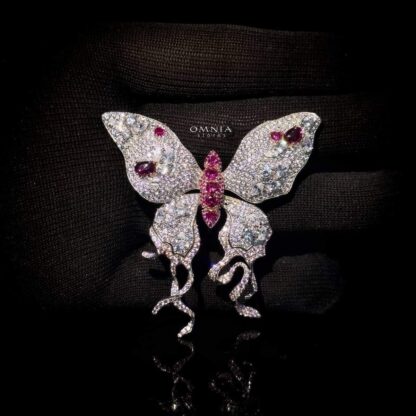 Omnia Freya Butterfly brooch in 92.5 Silver In High Quality Simulated diamonds