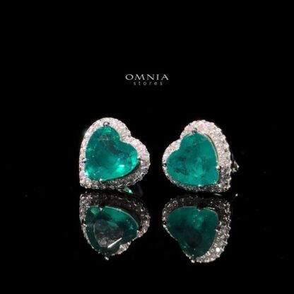 Omnia Latifa Green Earring in 92.5 Silver High Quality Simulated diamonds