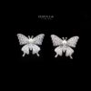 Omnia Sawsan Butterfly Stud Earrings in High Quality 92.5 Silver with Iced Cut Stone