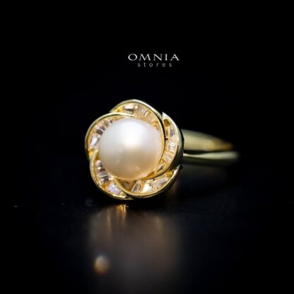 Omnia Dina Pearl Ring with High Quality Iced Cut Stone in 92.5 Silver - Image 4
