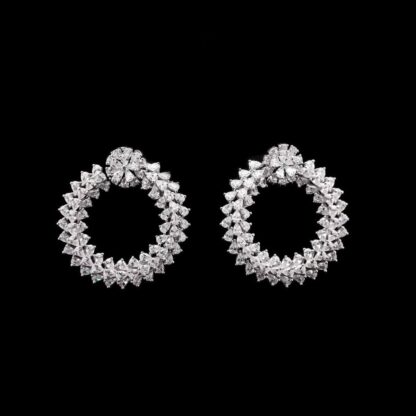Omnia Halo Hoop Earrings with High-Quality Simulated Diamonds in 92.5 Silver - Image 3