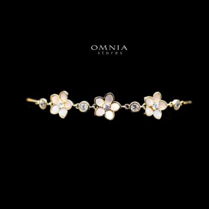 Omnia Nada Floral Bracelet with High Quality Iced Cut Stone in 92.5 Silver