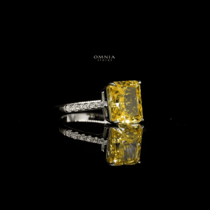 Omnia Agnesina Yellow 0.75 Carat Ring In 92.5 Silver High Quality Simulated Diamonds - Image 4