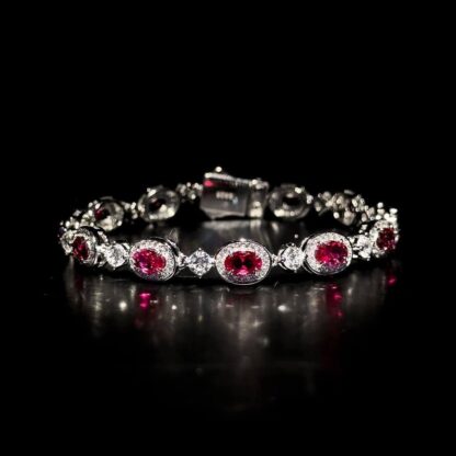 Omnia Asiya Maroon Bracelet 92.5 Silver In High Quality Simulated diamonds - Image 3