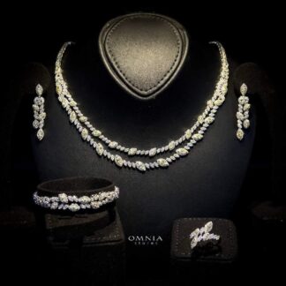 Omnia Nada Yellow Bridal Full Set in High Quality Zircon Stone Rhodium Plated