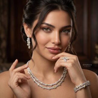 Omnia Nada Yellow Bridal Full Set in High Quality Zircon Stone Rhodium Plated