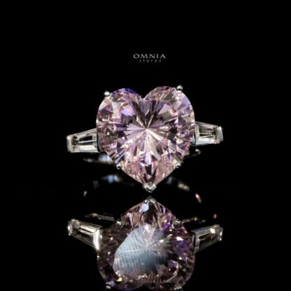 Omnia Louise Pink Ring 92.5 Silver in High Quality Simulated Diamonds