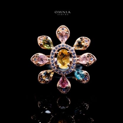 Omnia Almirah Ring In 92.5 Silver High Quality Natural tourmaline