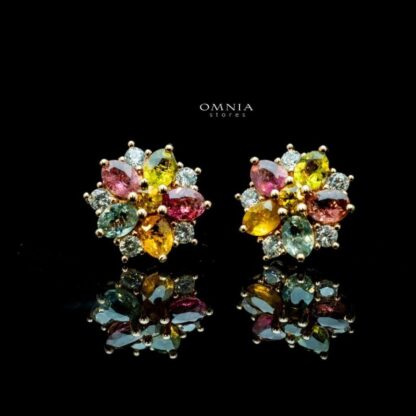 Omnia fatma Earrings In 92.5 Silver High Quality Natural tourmaline