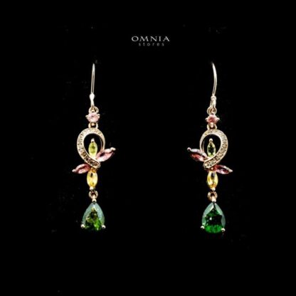 Omnia maha Earrings In 92.5 Silver High Quality Natural tourmaline