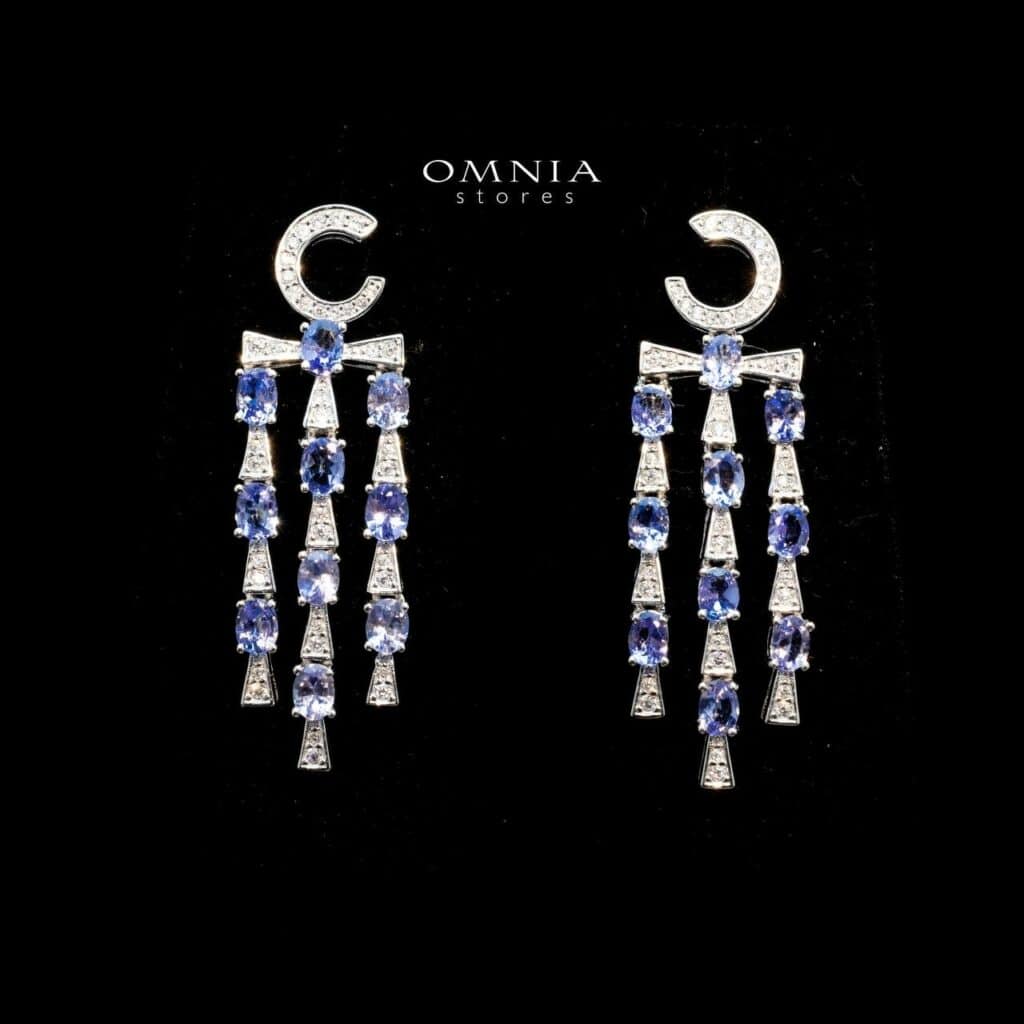 Omnia Wesal Drop Earrings In 92.5 Silver High Quality Tanzanite Stone - Image 2