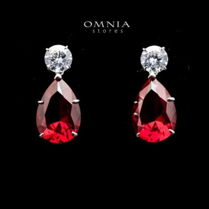 Omnia Byna Red Earring in 92.5 Silver Accessories In High Quality Simulated Diamonds - Image 2