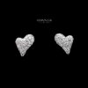 Omnia Heart Stud Earrings in High Quality 92.5 Silver with Iced Cut Stones