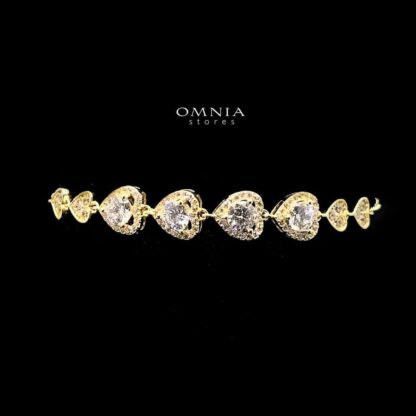 Omnia Emma Heart Bracelet with Iced Cut Stone in High Quality 92.5 Silver