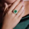 Omnia Maliya Green Ring in 92.5 Silver High Quality Simulated Diamonds - Image 2