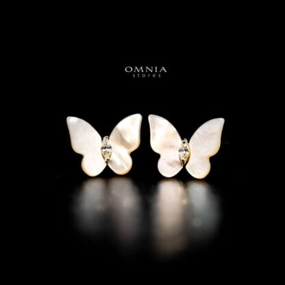 Omnia Ivy Butterfly Stud Earrings in 92.5 Silver with High Quality Iced Cut Stones
