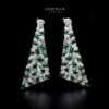 Omnia Jana Emerald Green Drop Earrings In 92.5 Silver with High Quality Simulated Diamonds