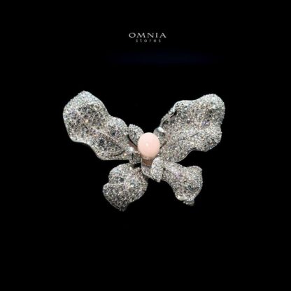Omnia Ava Butterfly Brooch in 92.5 Silver with High Quality Simulated Diamonds
