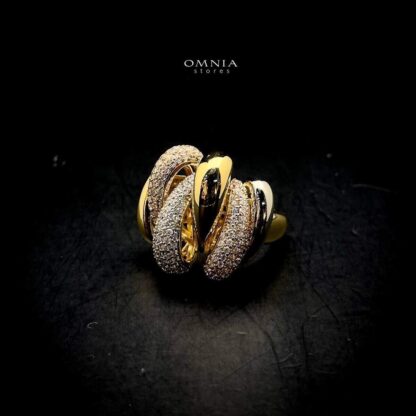 Omnia Rania Braided Gold Ring in High Quality Copper Rhodium Plated
