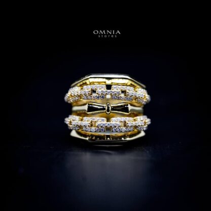 Omnia Sarah Elegant Gold Chain Ring in High Quality Copper Rhodium Plated