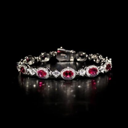 Omnia Asiya Maroon Bracelet 92.5 Silver In High Quality Simulated diamonds