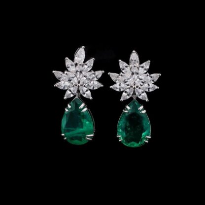 Omnia Cidra Green Earrings in 92.5 Silver High Quality Simulated Diamonds - Image 6