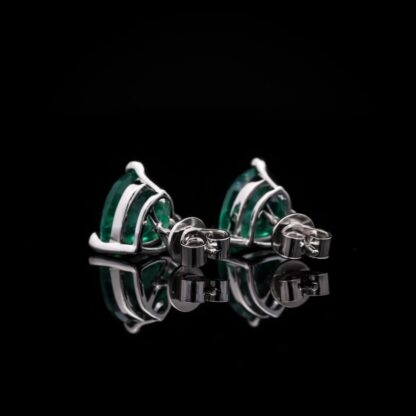 Omnia Shaden Emerald Heart Stud Earrings in 92.5 Silver with High-Quality Simulated Diamonds - Image 2