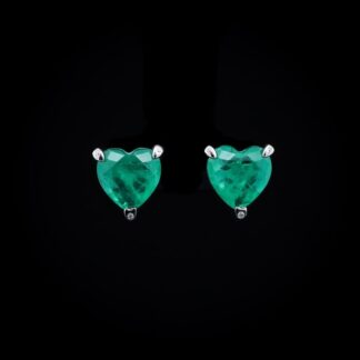 Omnia Shaden Emerald Heart Stud Earrings in 92.5 Silver with High-Quality Simulated Diamonds
