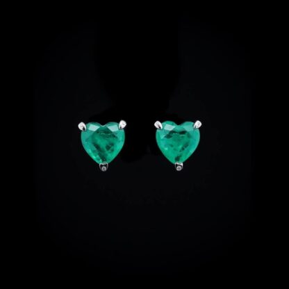 Omnia Shaden Emerald Heart Stud Earrings in 92.5 Silver with High-Quality Simulated Diamonds - Image 6
